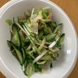 水菜とレタスときゅうりの梅サラダ